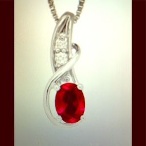 1 ct ruby & White sapphire twist pendant